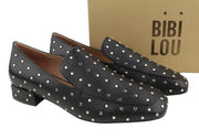 BIBI LOU Lilian Women Flats EU37 Black Leather Studded Square Toe RRP179