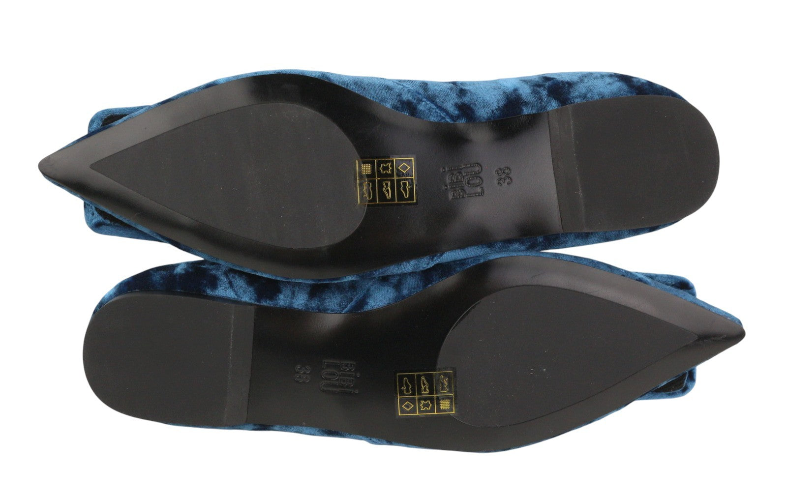 BIBI LOU Bochum Women Flats EU38 Blue Velvet Pointed Ballerina RRP179