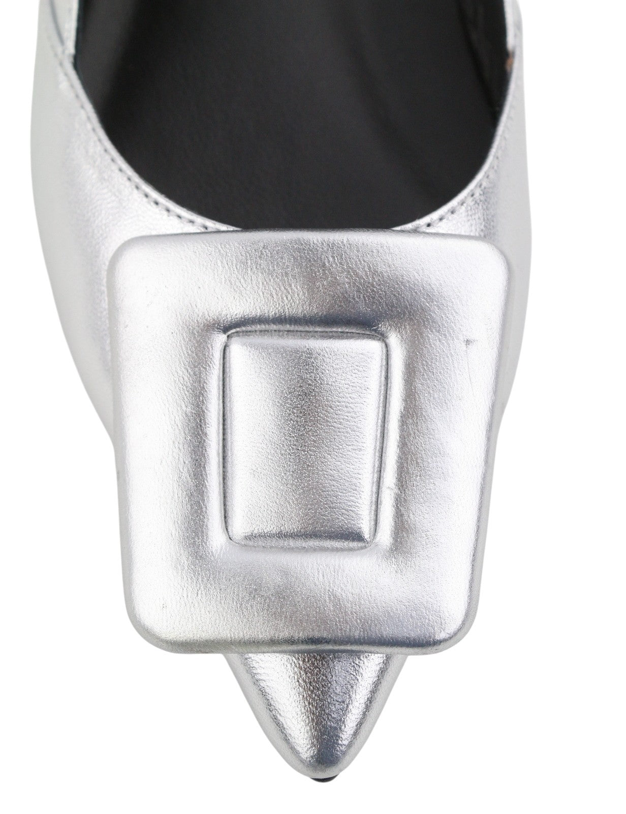 BIBI LOU Bochum Women Flats EU37 Silver Leather Shiny Pointed Ballerina RRP179
