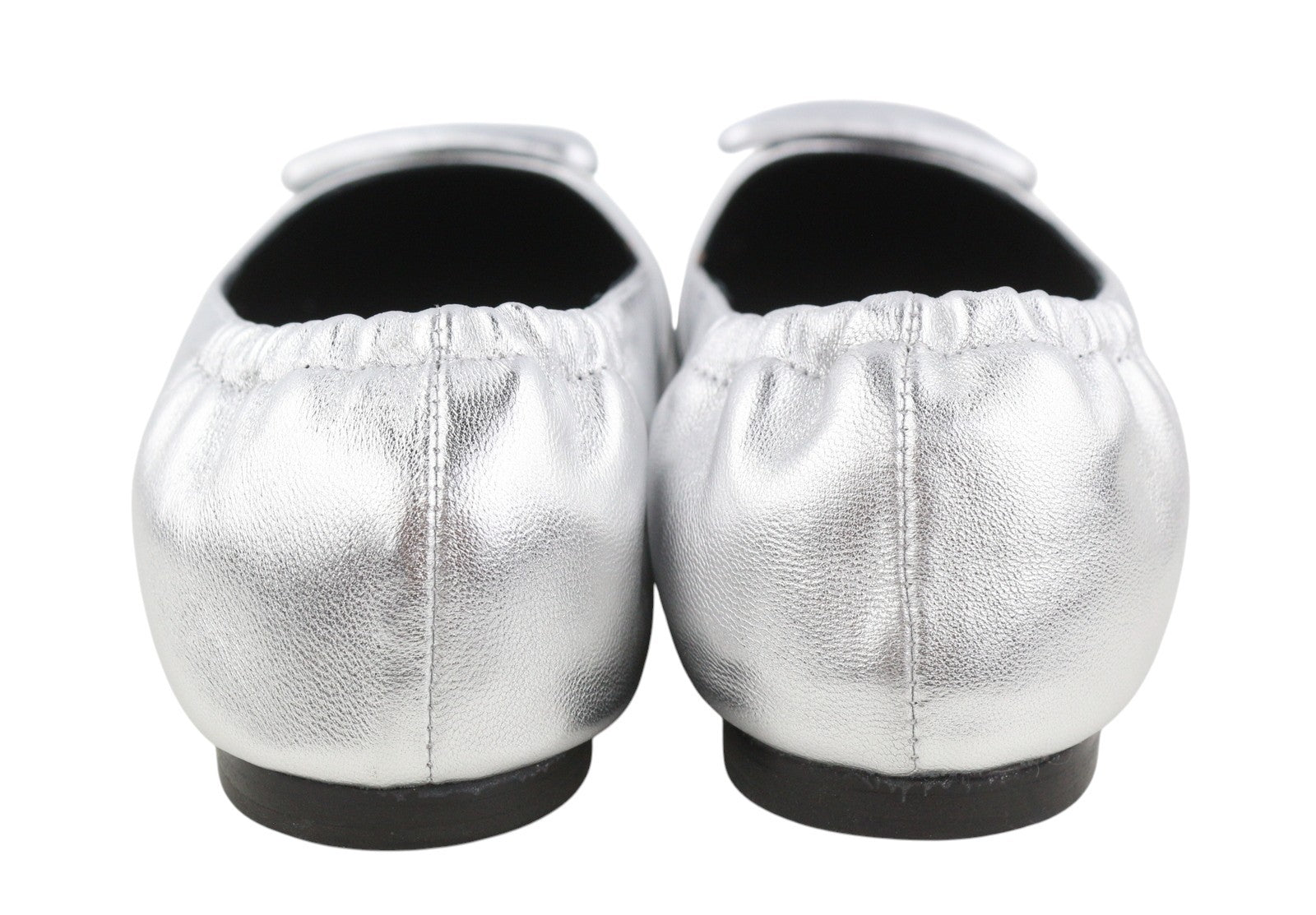 BIBI LOU Bochum Women Flats EU37 Silver Leather Shiny Pointed Ballerina RRP179