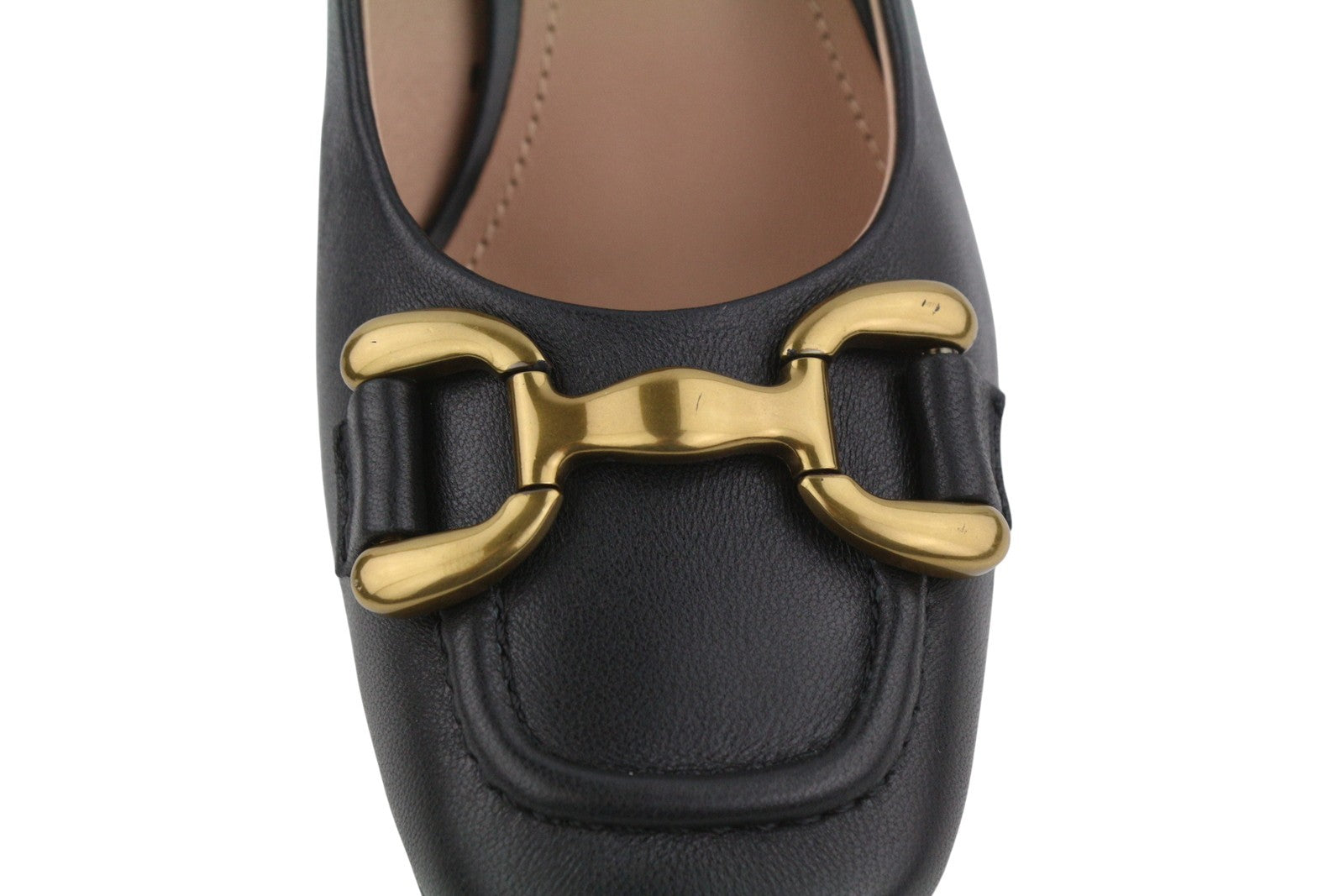 BIBI LOU Dennis Women Heel EU39 Black Leather Square Gold Detail Pumps