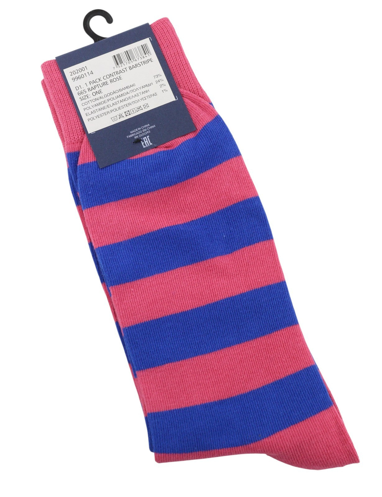 GANT 1 Pack Contrast Barstripe Women Socks OS Rapture Rose Knit Stretch