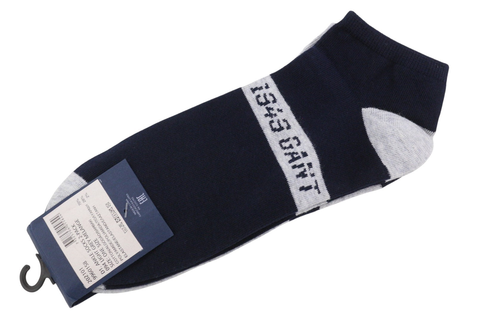 GANT Ankle 2 Pack Men Socks OS Light Grey Melange Knit Stretch Unisex