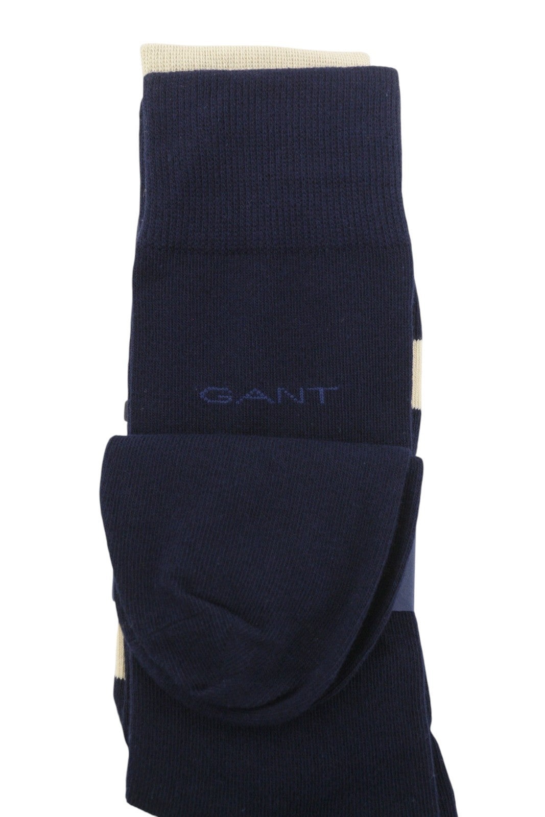 GANT Barstripe Solid 2 Pack Men Socks OS Desert Beige Cotton Knit Unisex