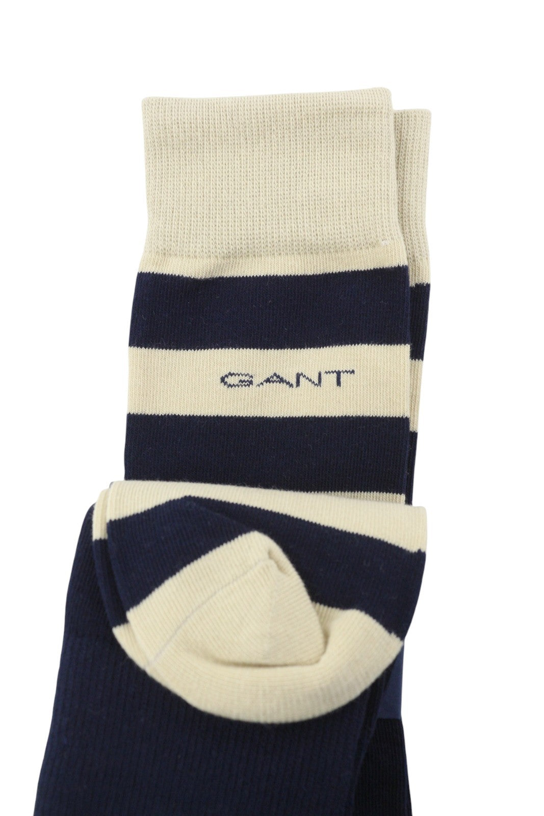 GANT Barstripe Solid 2 Pack Men Socks OS Desert Beige Cotton Knit Unisex