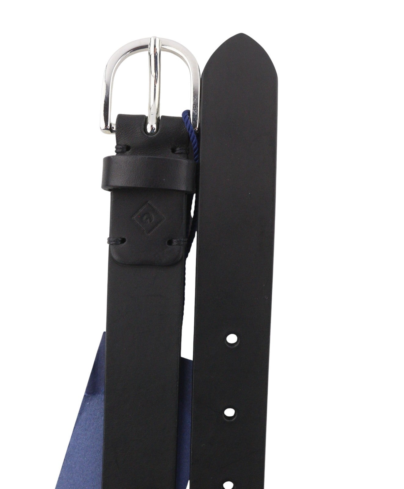 GANT Women Belt 95 CM Black Leather Silver Buckle Logo Casual