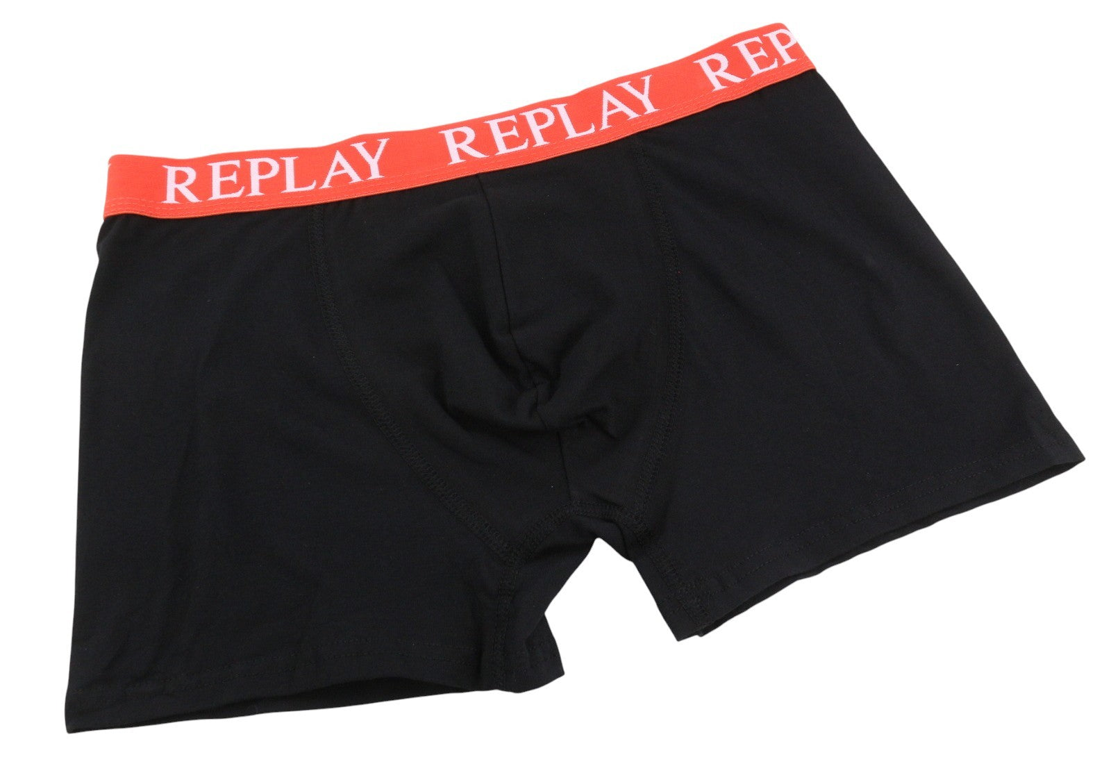 REPLAY Men Underwear L Black Waist Logo Cotton Stretch Trunks 2 Pack
