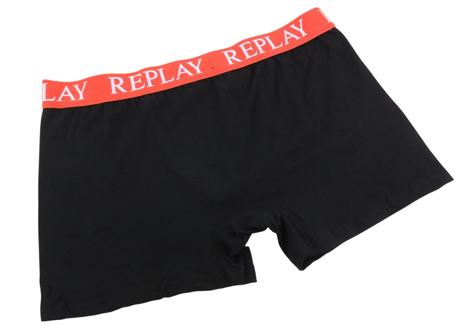 REPLAY Men Underwear L Black Waist Logo Cotton Stretch Trunks 2 Pack
