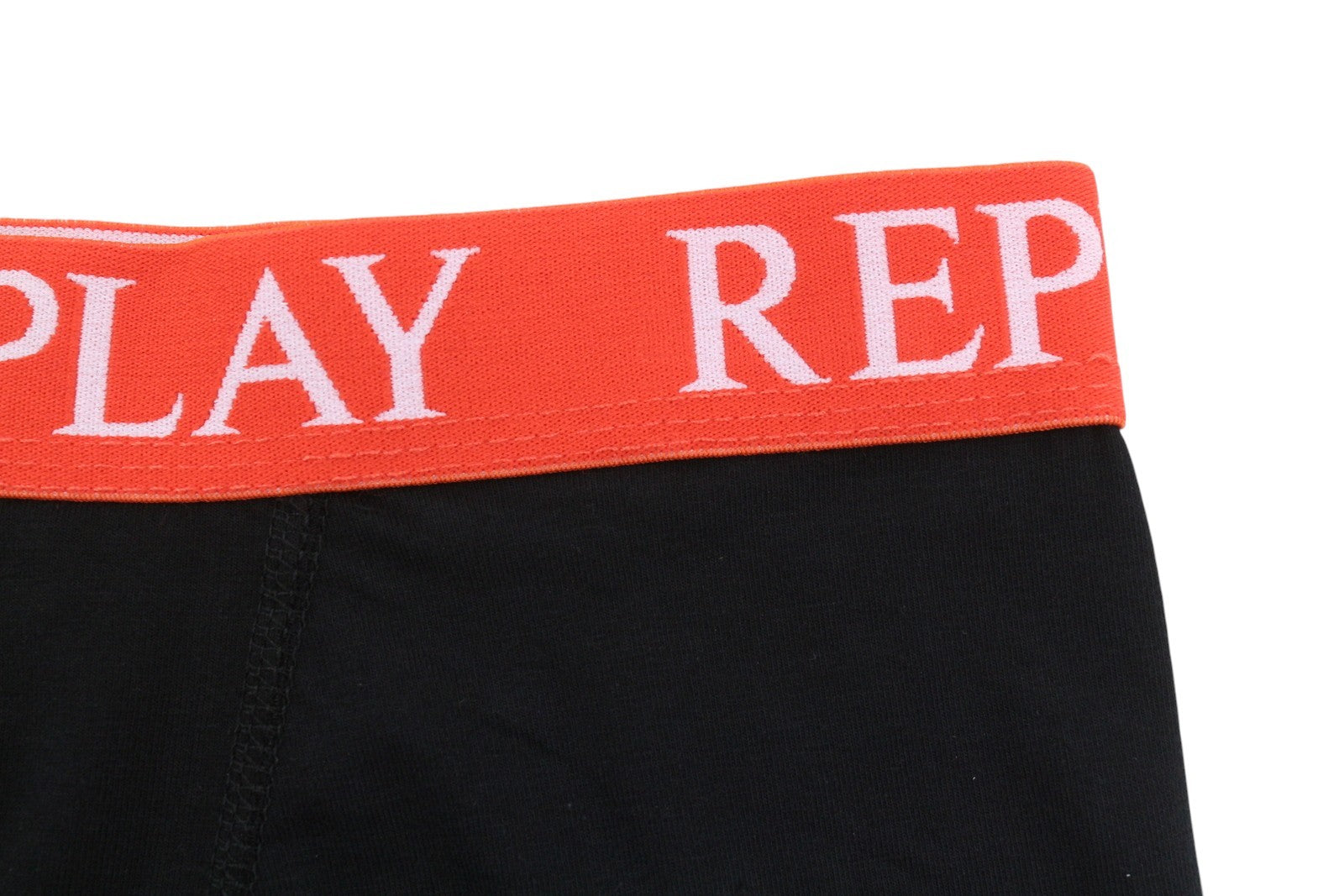 REPLAY Men Underwear M Black Waist Logo Cotton Stretch Trunks 2 Pack