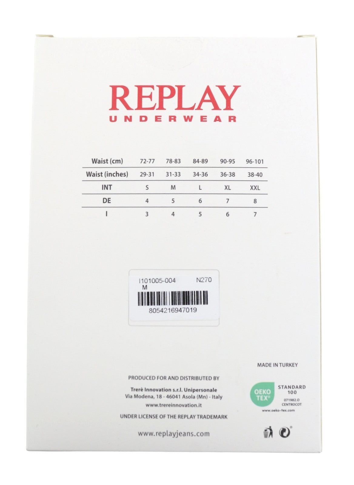 REPLAY Men Underwear M Black Waist Logo Cotton Stretch Trunks 2 Pack