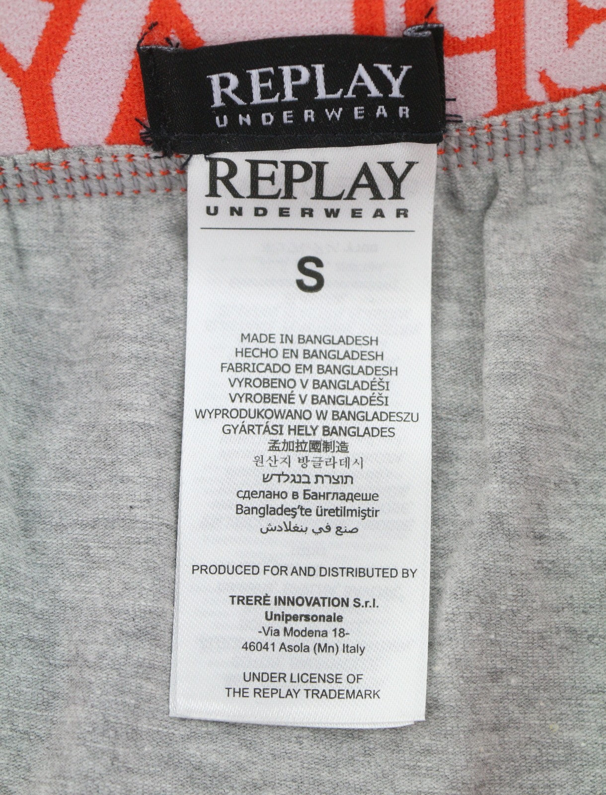 REPLAY Men Underwear S Grey Waist Logo Cotton Stretch Trunks 2 Pack