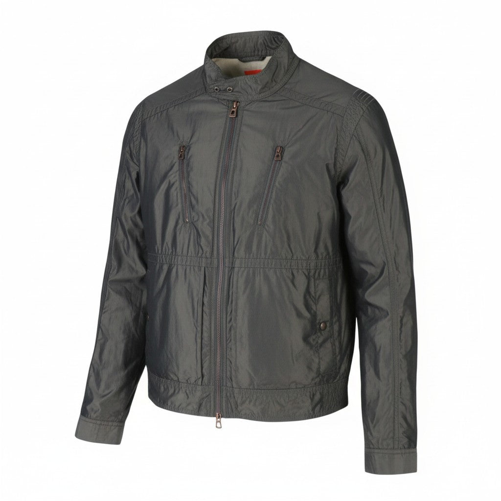 HUGO BOSS Orick Men Jacket EU50 L Grey High Neck Full Zip Lightweight