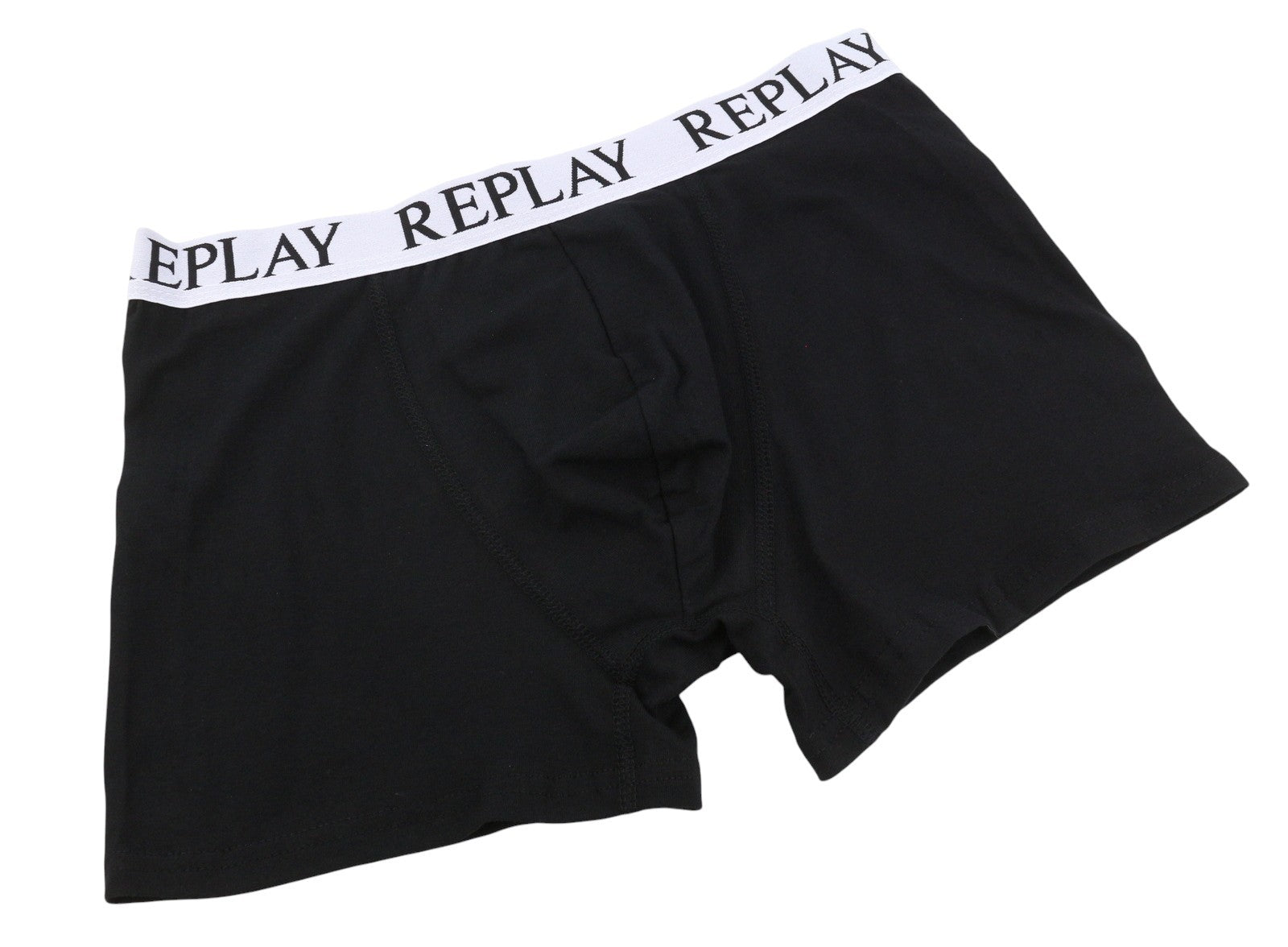 REPLAY Men Underwear M Black Elastic Waist Cotton Stretchy Trunks 2 Pack