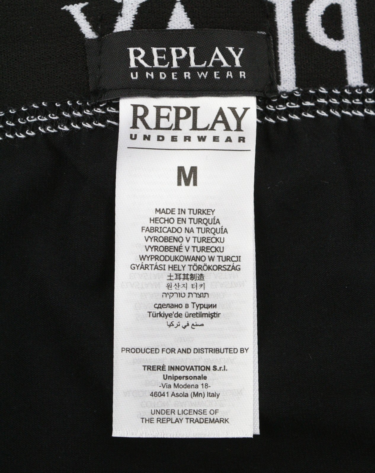 REPLAY Men Underwear M Black Elastic Waist Cotton Stretchy Trunks 2 Pack