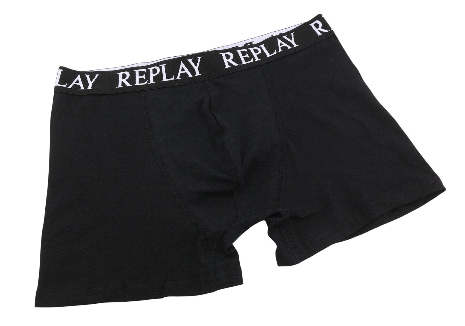 REPLAY Men Underwear S Black Elastic Waist Cotton Stretch Trunks 2 Pack