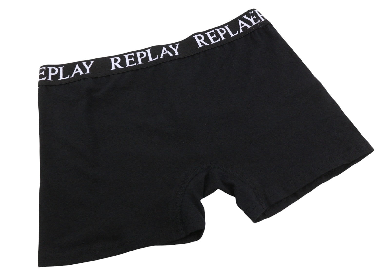 REPLAY Men Underwear M Black Elastic Waist Cotton Stretch Trunks 2 Pack