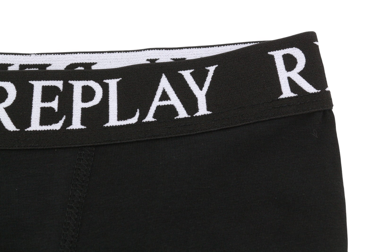 REPLAY Men Underwear XL Black Elastic Waist Cotton Stretch Trunks 2 Pack