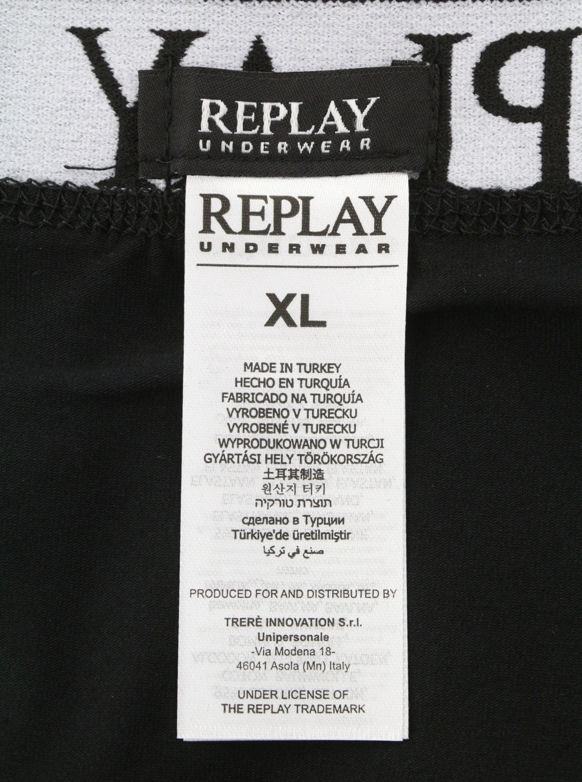 REPLAY Men Underwear XL Black Elastic Waist Cotton Stretch Trunks 2 Pack
