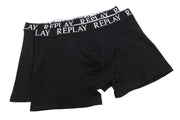 REPLAY Men Underwear 2XL Black Elastic Waist Cotton Stretch Trunks 2 Pack