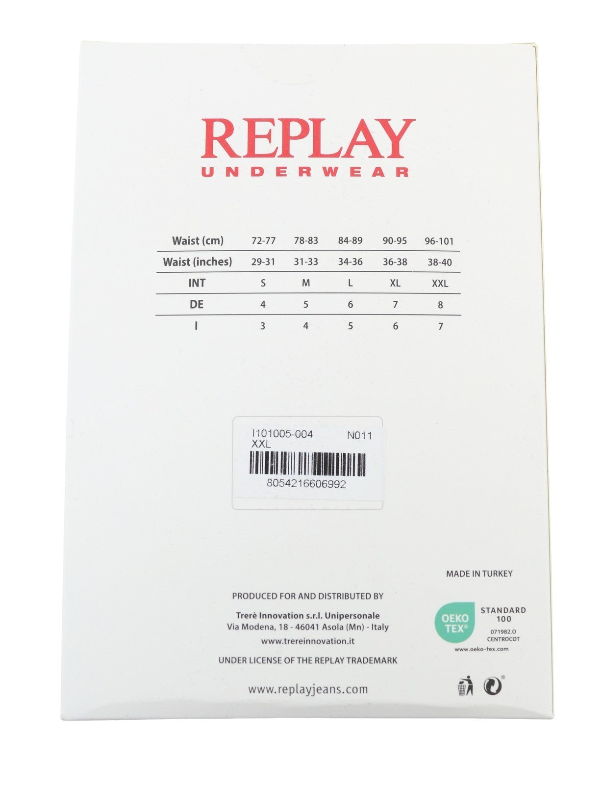 REPLAY Men Underwear 2XL Black Elastic Waist Cotton Stretch Trunks 2 Pack