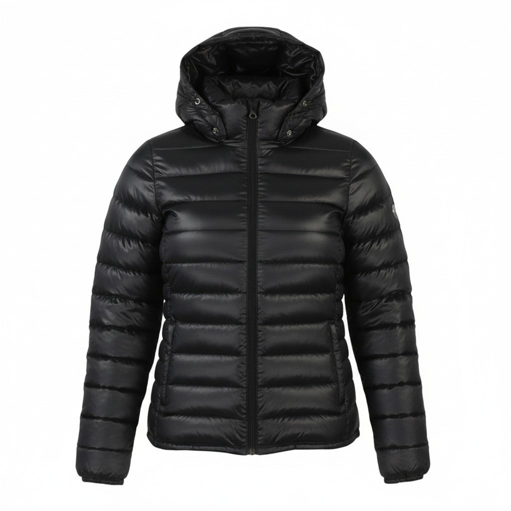 DUVETICA Women Jacket 42 M Black Down Filled Quilted Hooded Full Zip Puffer