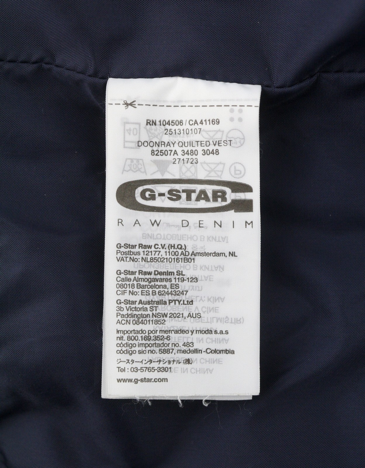 G-STAR Doonray Quilted Men Waistcoat M Blue Padded Quilted Hooded Full Zip