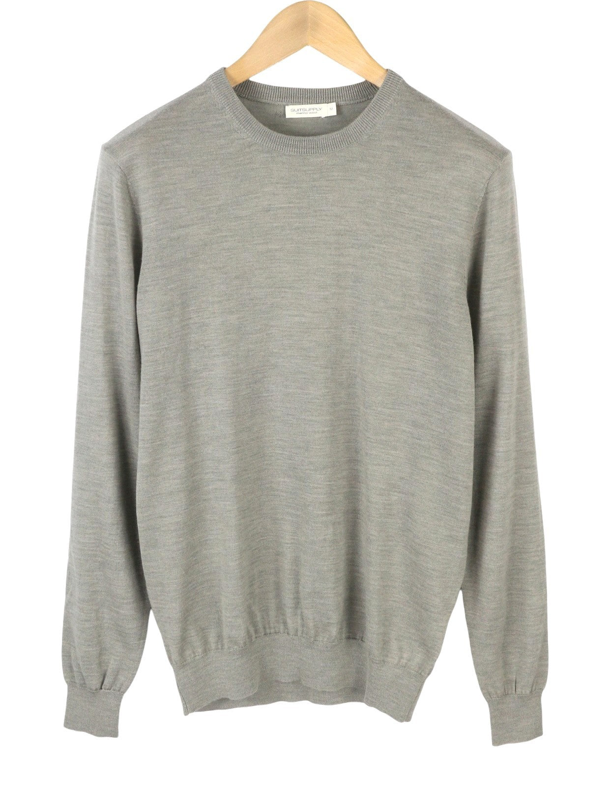 SUITSUPPLY Men Jumper M Grey Melange Merino Wool Knit Crew Pull On
