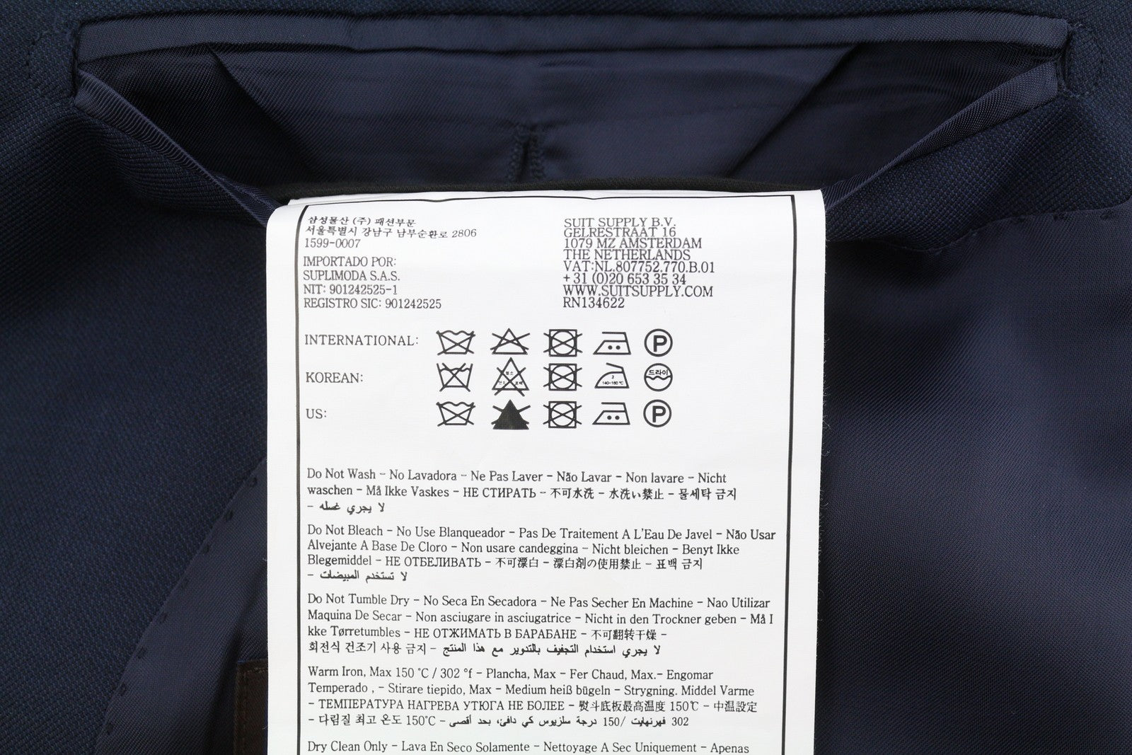 SUITSUPPLY Lazio Single Breasted Men Blazer UK46S Dark Blue Wool Notch Lapel