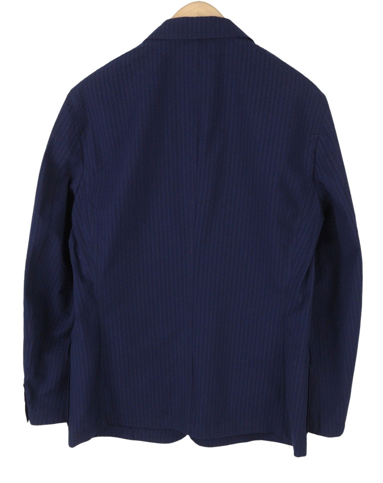 SCOTCH & SODA Men Blazer M Dark Blue Seersucker Notch Lapel Single Breasted