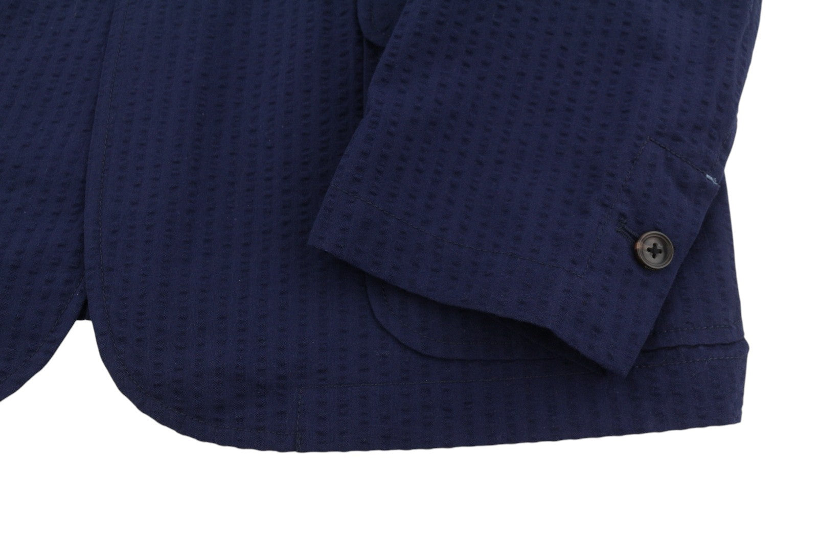 SCOTCH & SODA Men Blazer M Dark Blue Seersucker Notch Lapel Single Breasted