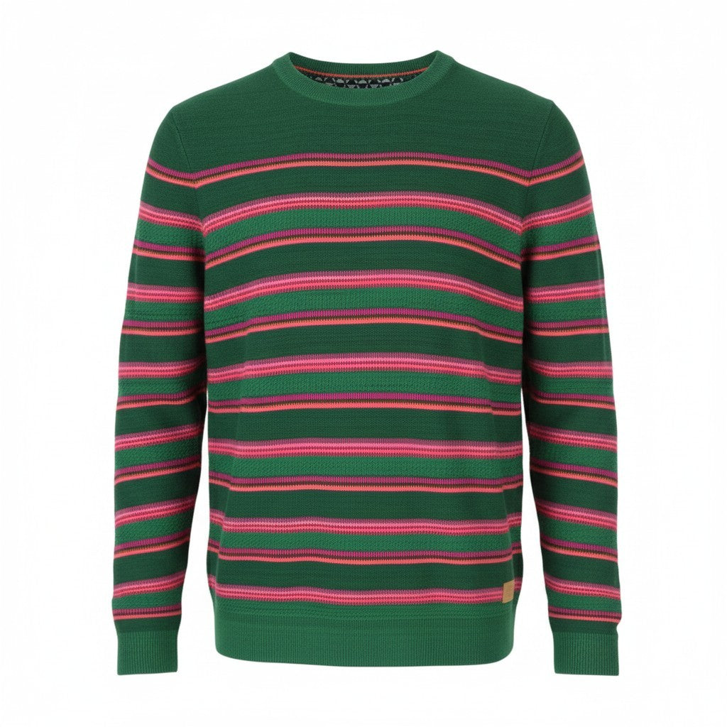 SCOTCH & SODA Men Jumper M Green Striped Crew Neck Tight Knit Pull On