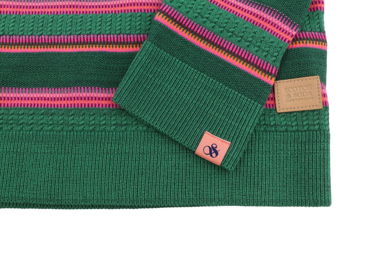 SCOTCH & SODA Men Jumper M Green Striped Crew Neck Tight Knit Pull On