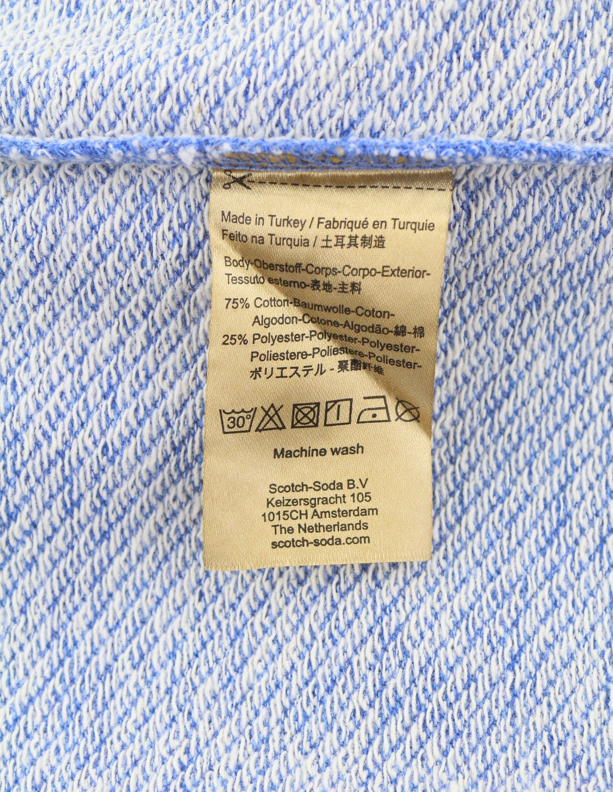 SCOTCH & SODA Men Sweatshirt M Blue Melange Crew Neck Long Sleeve Pull On
