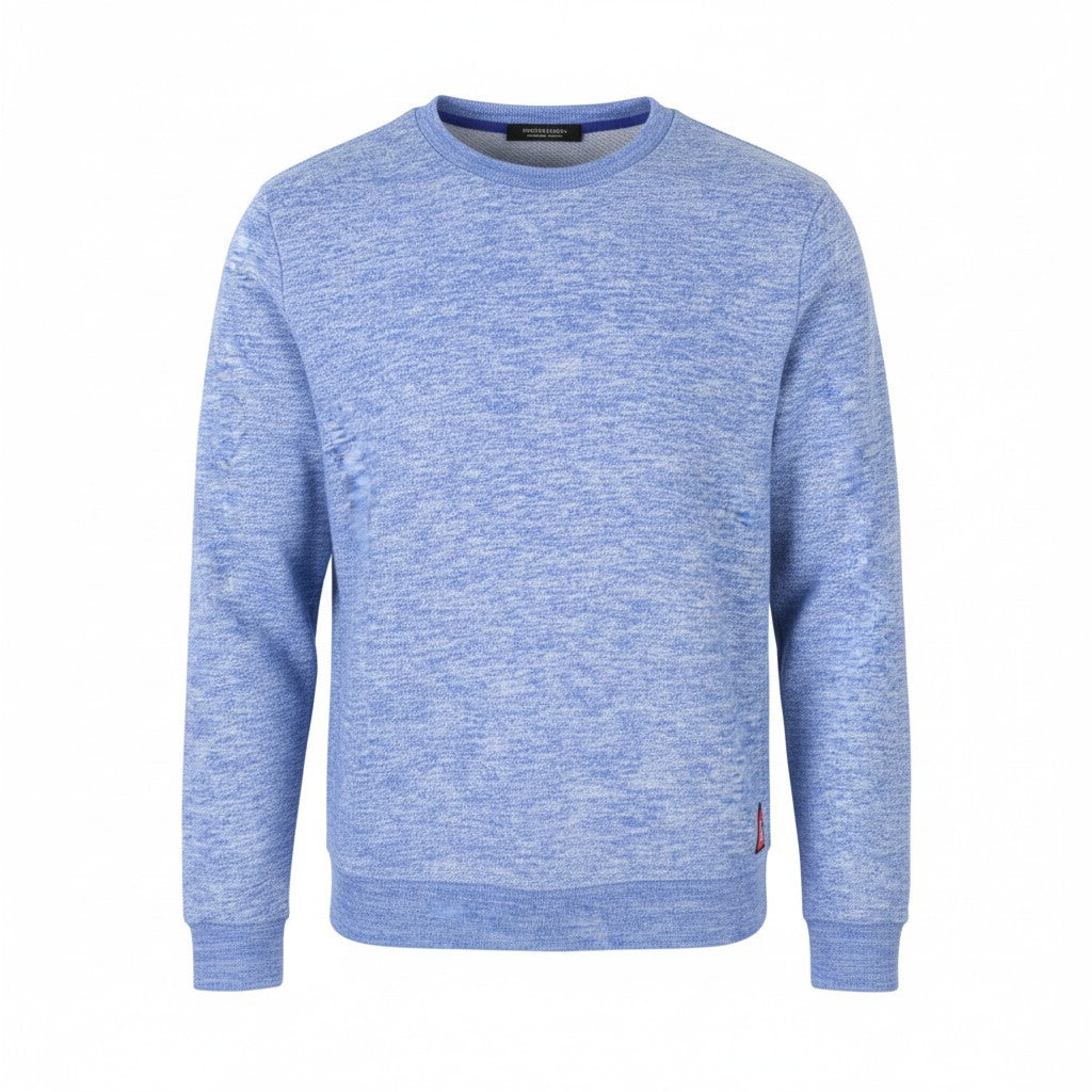 SCOTCH & SODA Men Sweatshirt M Blue Melange Crew Neck Long Sleeved Pull On