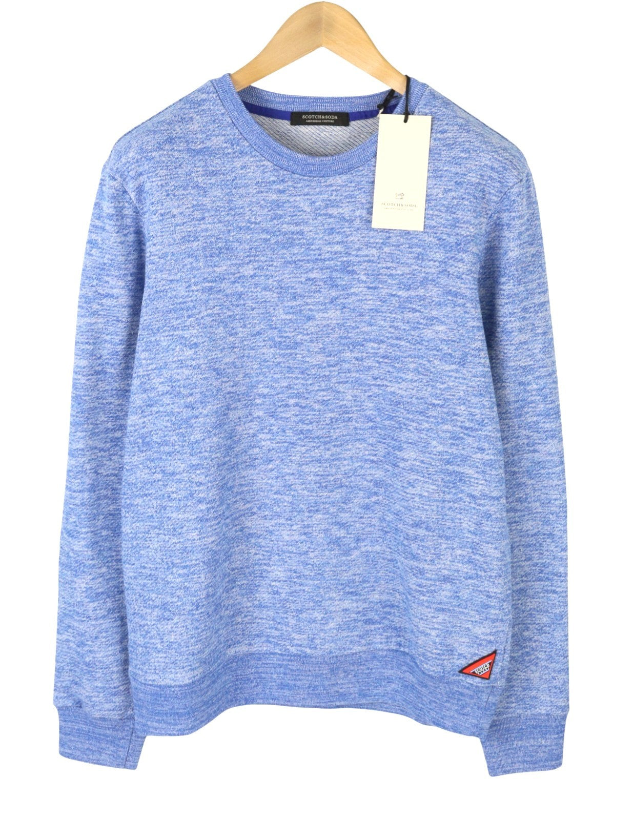 SCOTCH & SODA Men Sweatshirt M Blue Melange Crew Neck Long Sleeved Pull On