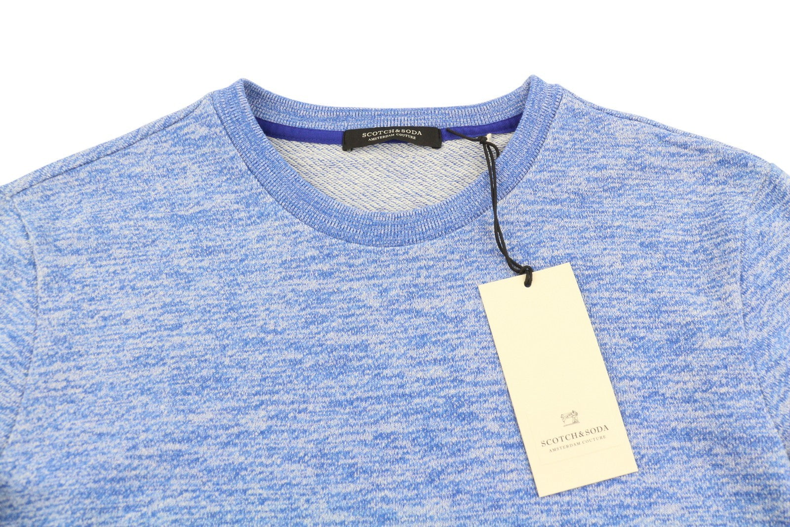 SCOTCH & SODA Men Sweatshirt M Blue Melange Crew Neck Long Sleeved Pull On