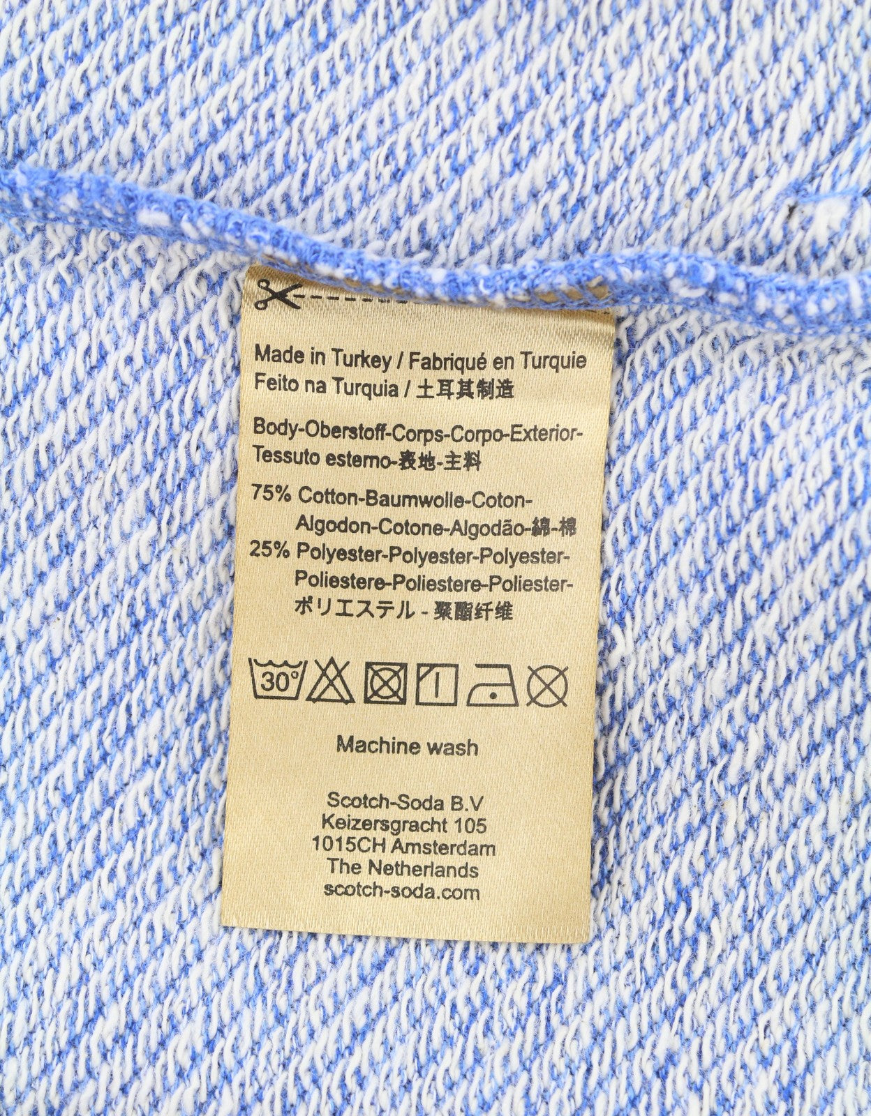 SCOTCH & SODA Men Sweatshirt M Blue Melange Crew Neck Long Sleeved Pull On