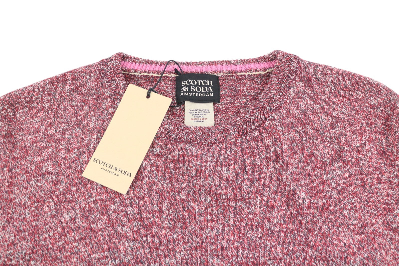 SCOTCH & SODA Men Jumper M Red Melange Crew Neck Tight Knit Long Sleeve Pull On