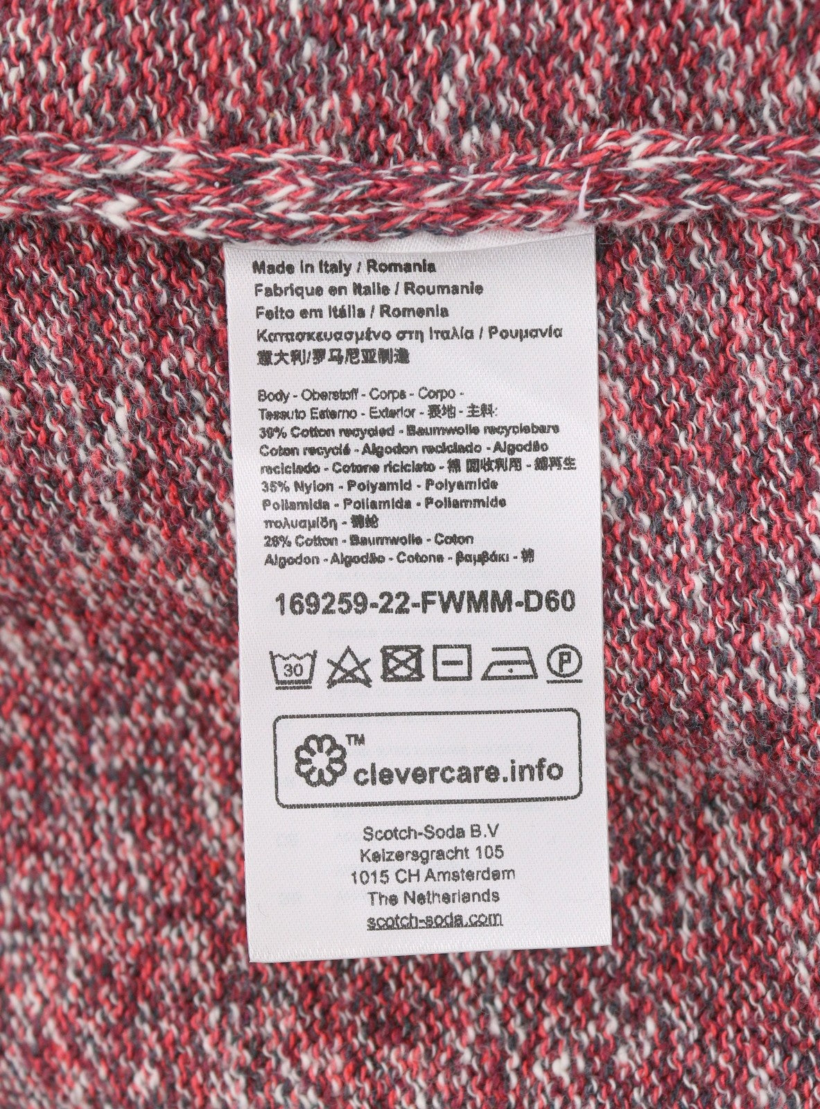 SCOTCH & SODA Men Jumper M Red Melange Crew Neck Tight Knit Long Sleeve Pull On