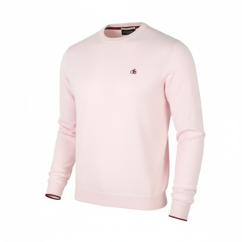 SCOTCH & SODA Men Jumper M Light Pink Tight-Knit Crew Neck Long Sleeve Pull On