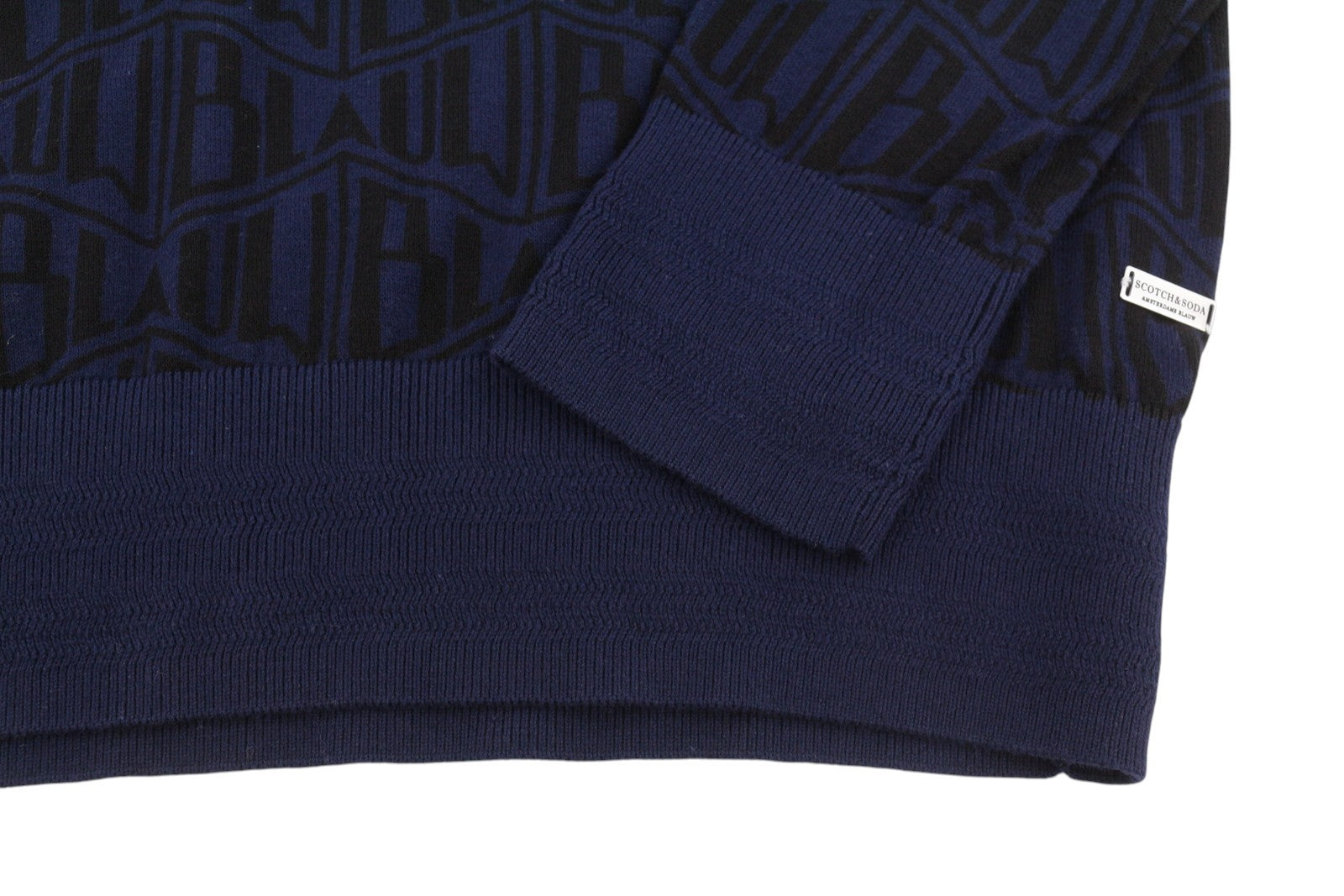 SCOTCH & SODA Men Jumper M Dark Blue Patterned Tight Knit Crew Neck Pull On