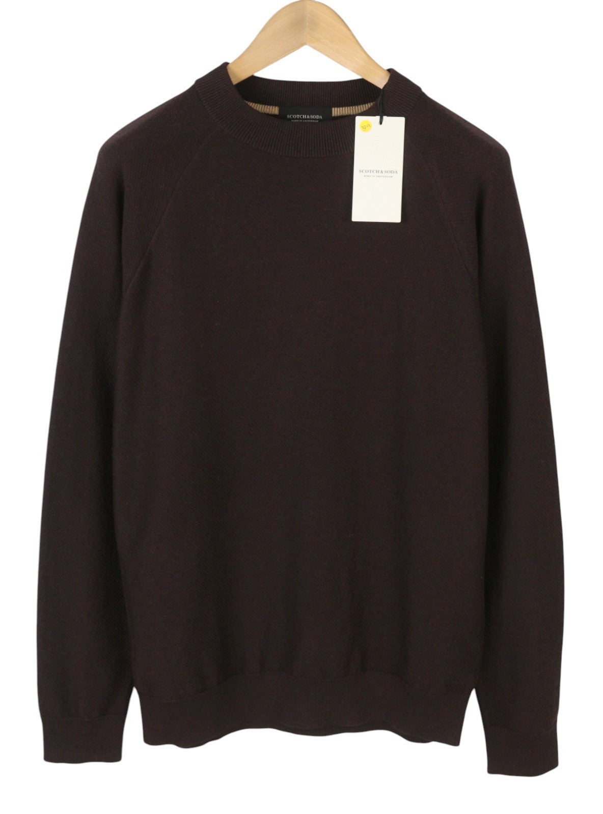 SCOTCH & SODA Men Jumper M Dark Brown Crew Neck Tight Knit Pull On
