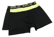 REPLAY Men Underwear L Black Elastic Waist Cotton Stretchy Trunks 2 Pack