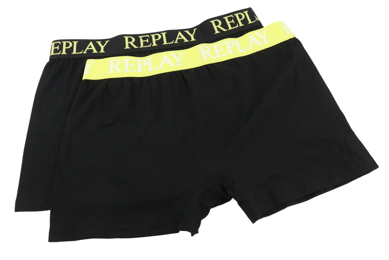 REPLAY Men Underwear XL Black Elastic Waist Cotton Stretchy Trunks 2 Pack