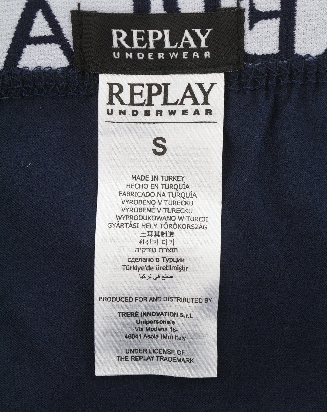 REPLAY Men Underwear S Blue Elastic Waist Cotton Stretch Trunks 2 Pack