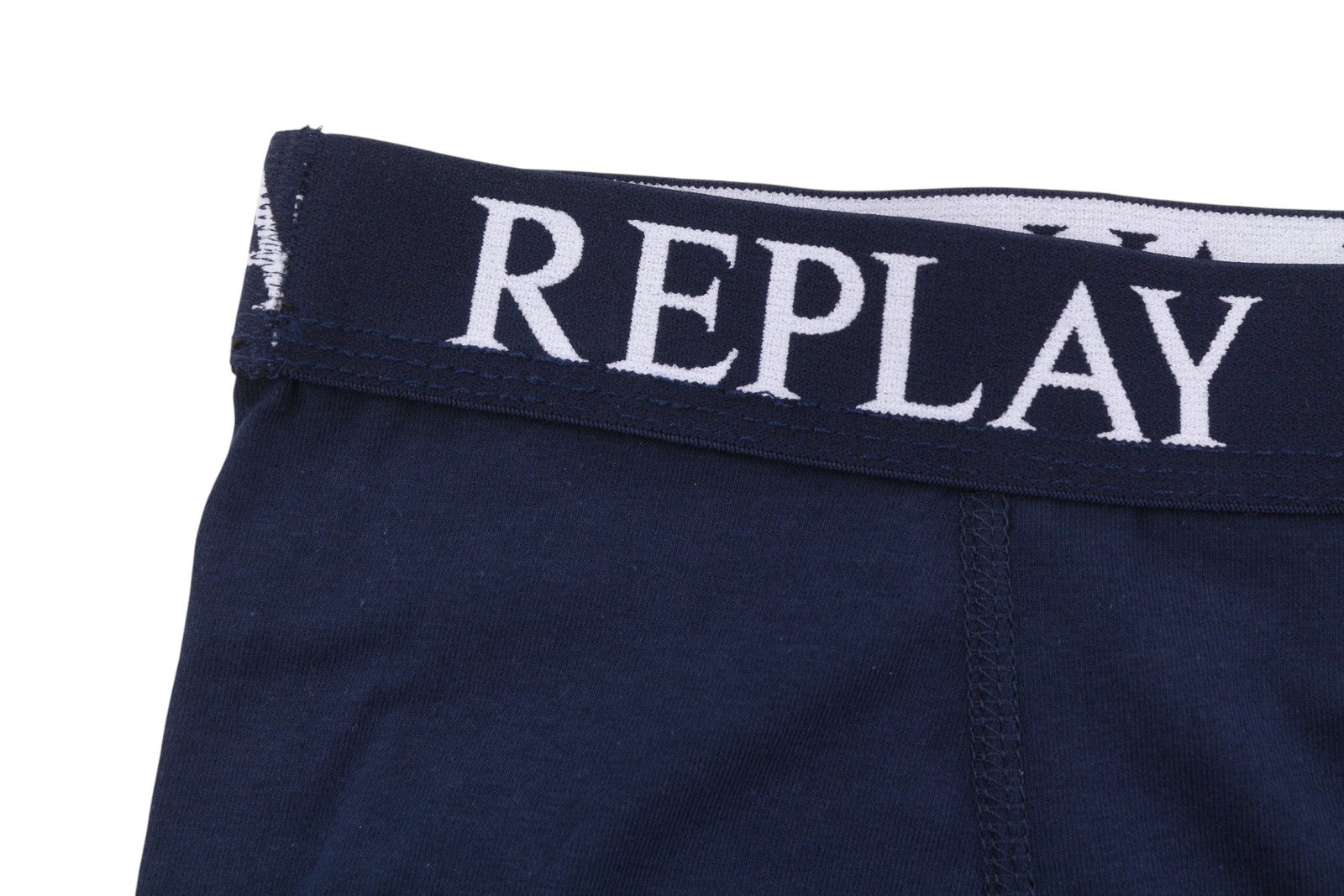 REPLAY Men Underwear L Blue Elastic Waist Cotton Stretch Trunks 2 Pack