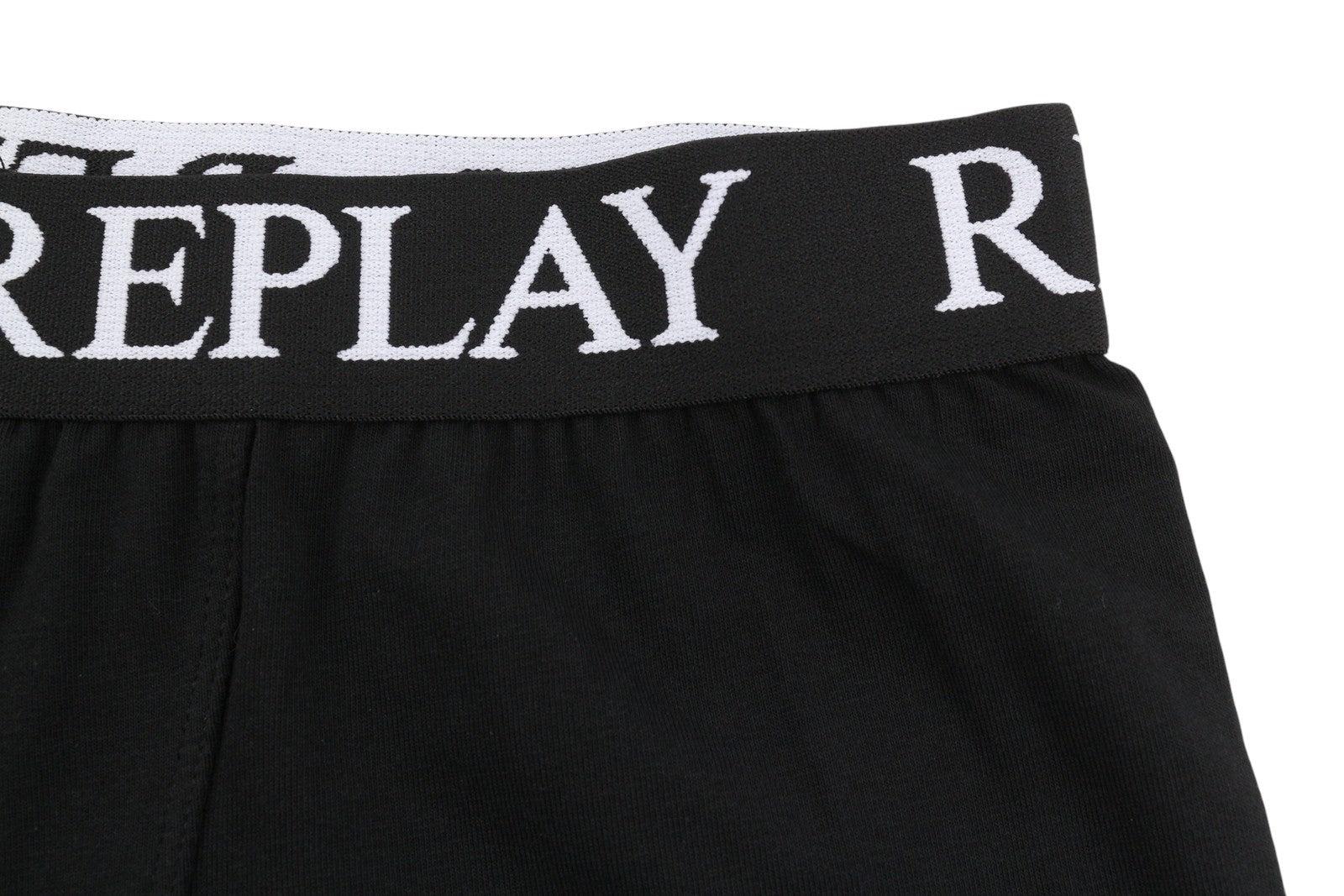 REPLAY Men Underwear M Black Elastic Waist Cotton Stretch Trunks 2 Pack