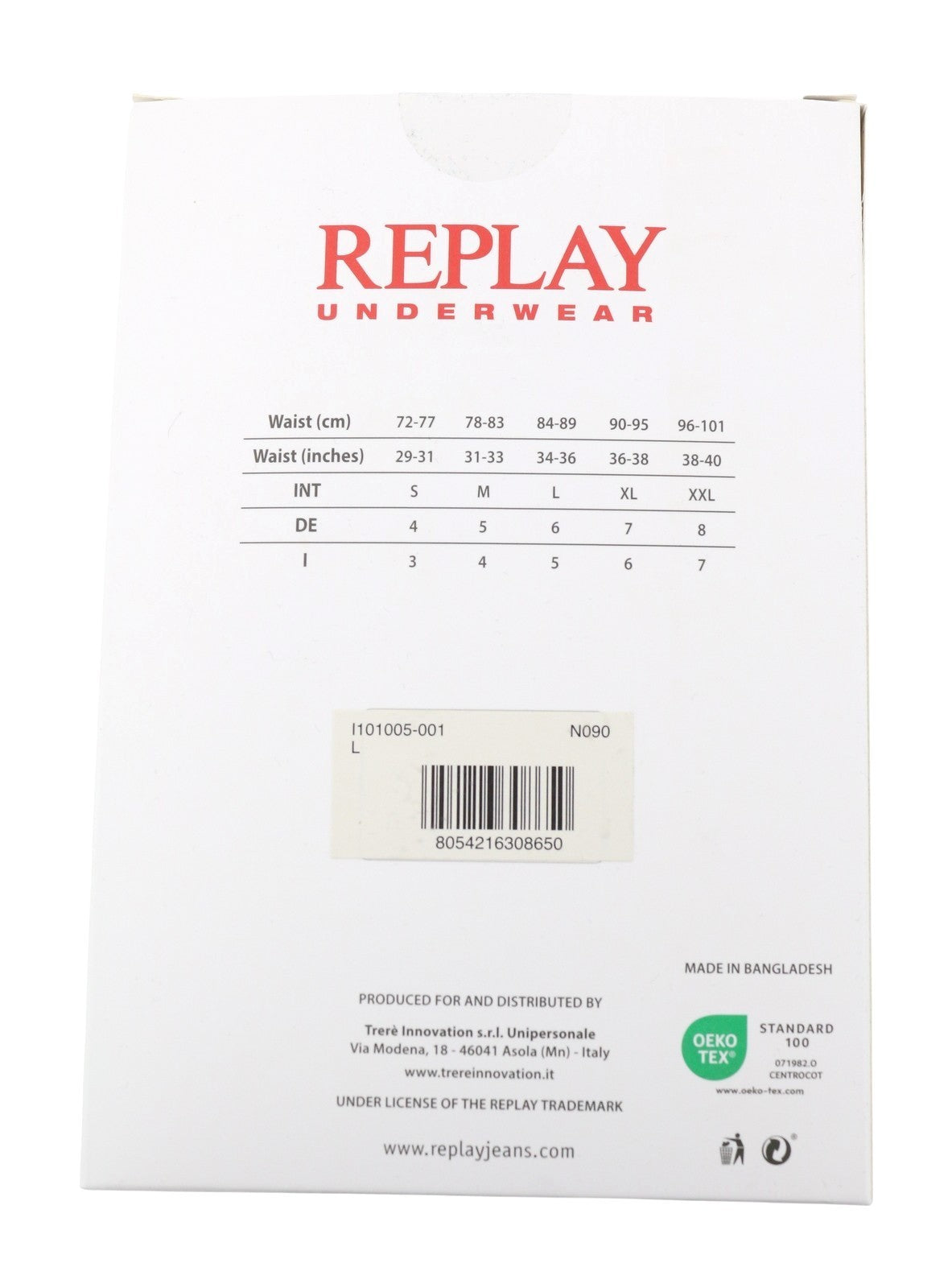 REPLAY Men Underwear L Black Elastic Waist Cotton Stretch Trunks 2 Pack