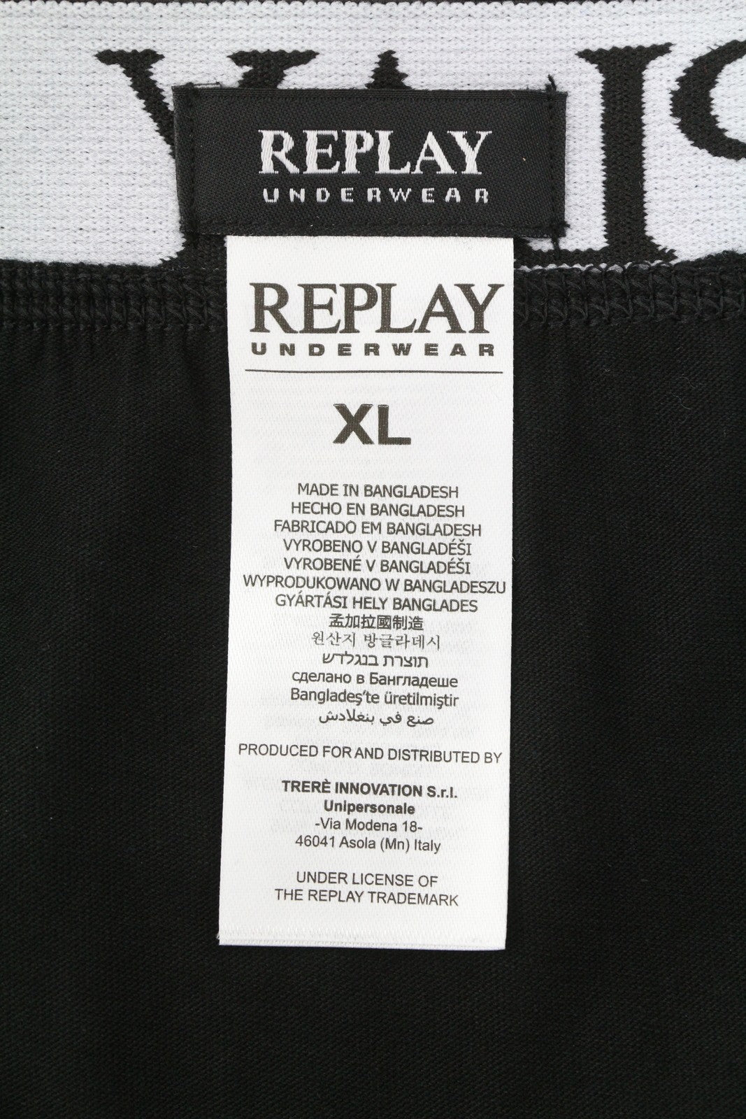 REPLAY Men Underwear XL Black Elastic Waist Cotton Stretch Trunks 2 Pack