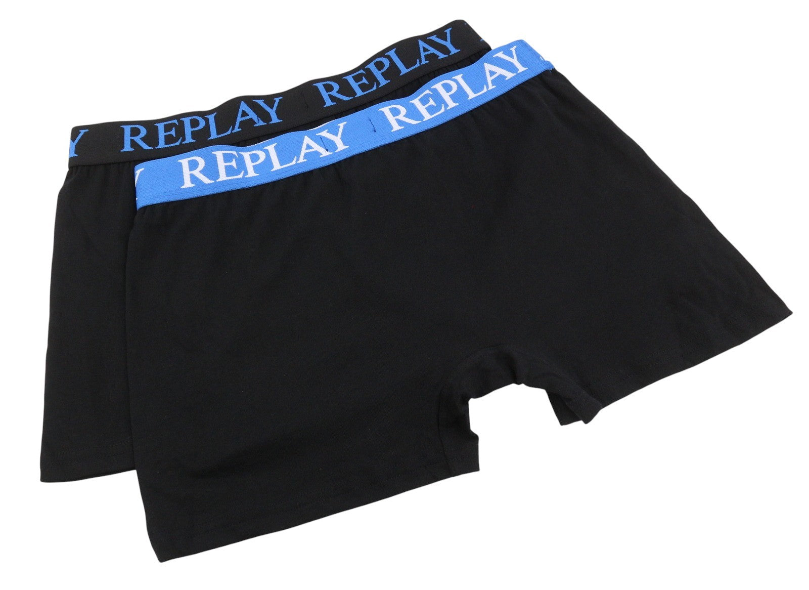 REPLAY Men Underwear M Black Elastic Waist Cotton Stretch Trunks 2 Pack
